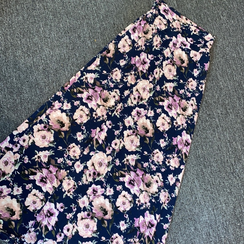 Navy Blush Floral Maxi Skirt
